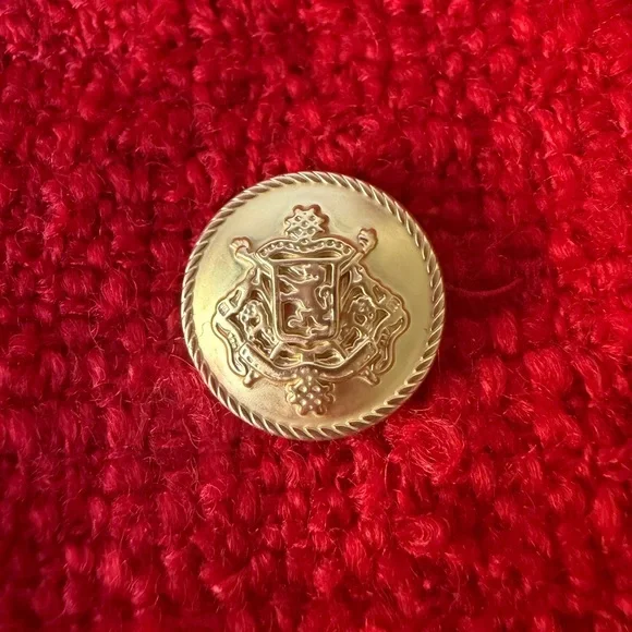 J.Crew Red Tweed Mini Skirt Gold Button Pockets Fringe Trim Classic Parisian - Picture 4 of 15